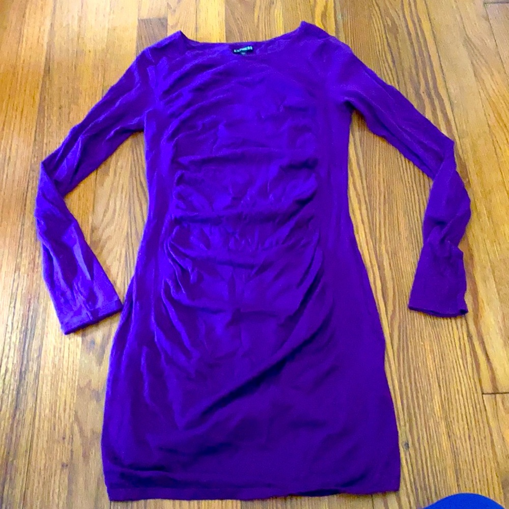 Express long sleeve ruched mini dress, small